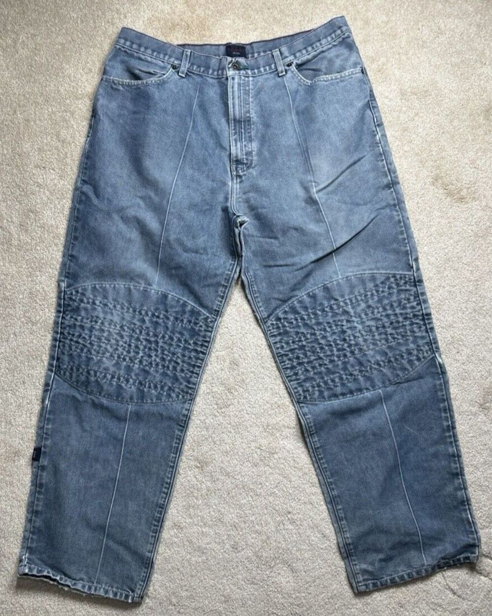 VTG Tommy Jeans Men's Sz 38 Blue Baggy Double Layer Knees Distressed Skater Y2k